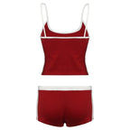 Women's Wear Breathable Embroidered Sports Set Casual Letter Stitching U-Neck Vest Comfortable Soft Drawstring Shorts Outdoor