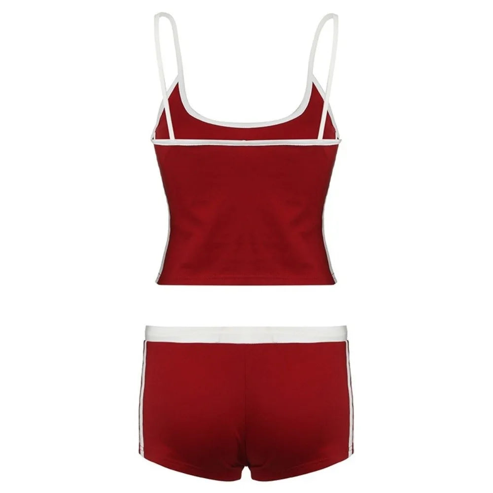 Women's Wear Breathable Embroidered Sports Set Casual Letter Stitching U-Neck Vest Comfortable Soft Drawstring Shorts Outdoor