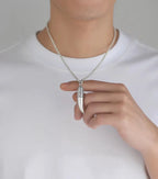 Creative 925 Silver Ethnic Style glossy Necklace Keel chains Banquet faceted wolf tooth Pendant for Men's Retro Jewelry