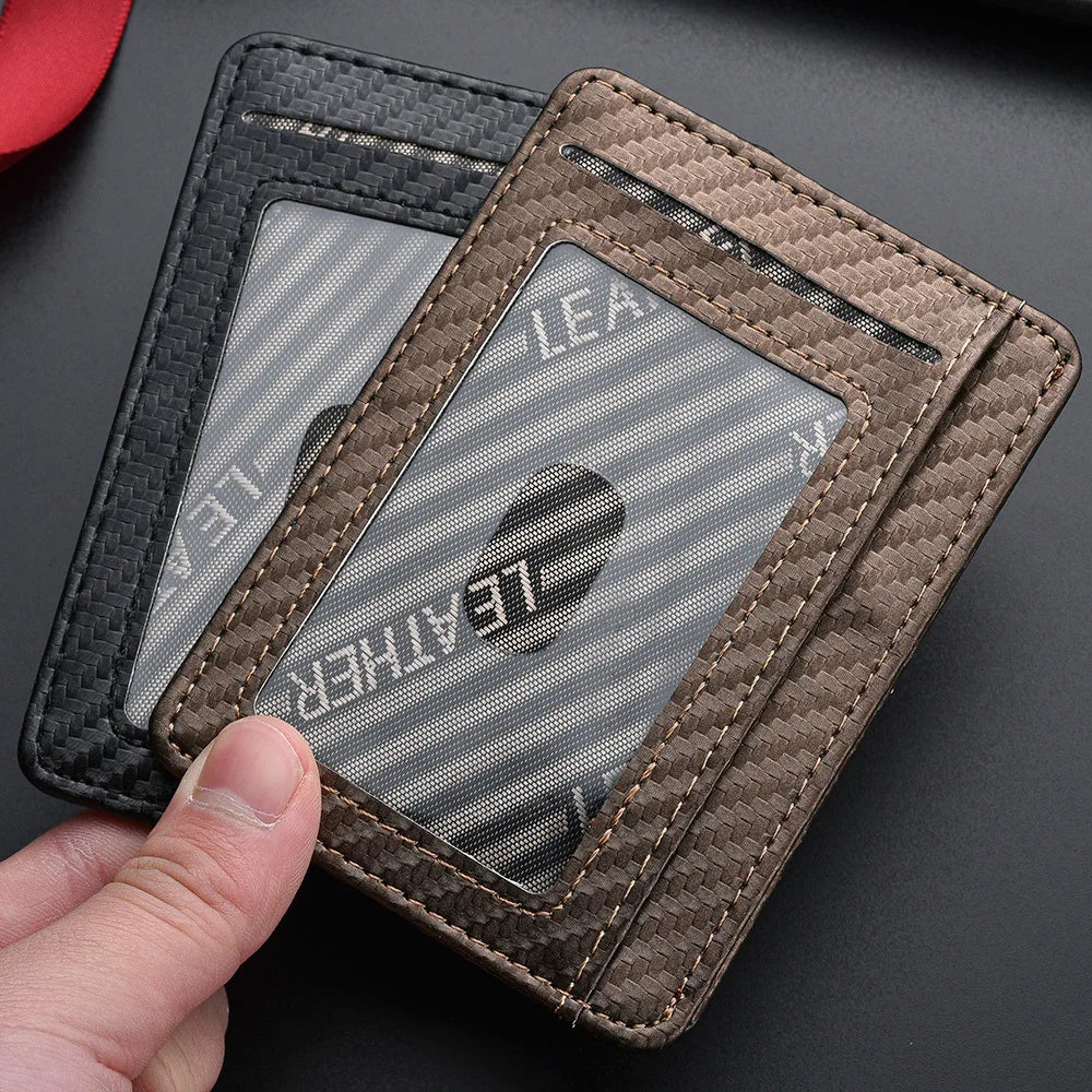 Men's Slim Minimalist Front Pocket Wallets Credit Card Holder Portable Leather Wallets