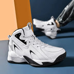 Mens Comfortable Basketball Shoes Outdoor Casual High Top Footwear Fashion Trend Leather Sneaker Oversized 39- 50 Wear Resistant