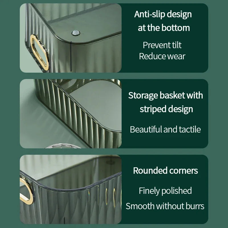 2 Pcs Cosmetics Box Desktop Storage Drawer Stackable Storage Box with Handle Makeup Organizers Basket Poatable Sundries  Rack