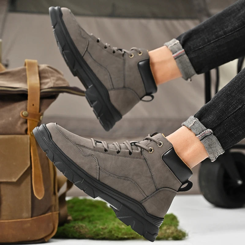 Men's high top shoes for autumn and winter, comfortable and simple design, daily office and outdoor travel shoes