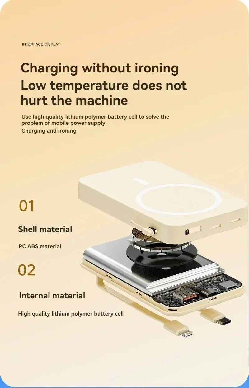 Wireless power bank, built-in cable holder, large capacity, super fast charging, power bank, magnetic, 30000mAh, new