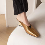 Women's Slippers 2025 New Summer Luxury Fashion Sandals Cover Toe Mid High Heels Rubber Sole Slippers Women's Shoes Sandals