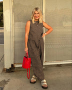 Fashion Women's Pants Set Printed Plaid Sleeveless 2025 Spring Summer Relaxed Vest Nine Point Pants Home Wear Female 2 Piece Set