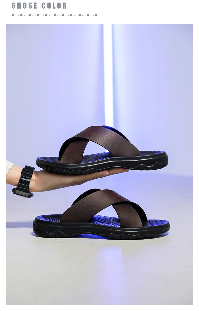 Men's Slippers 2025 Summer Large Size Outdoor Beach Casual Sandals Trend Men Shoes Flat Non-slip Comfortable Shoes Zapatillas