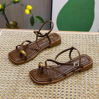 Heeled Sandals Shoes Women's Black Beach New Summer 2024 Girls Low Comfort Sports Casual Solid