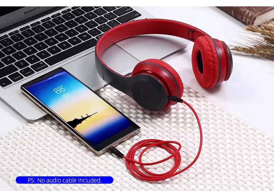 Handsfree Wireless Headphones Noise Canceling Headphone memory Card Earphone P47 headset Bluetooth Head Phone for iPhone Huawei