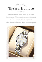 OLEVS 9931 Top Original Couple Watch Stainless Steel Rhombus Mirror Design Luxury Quartz Watch for Men Women Lover's Wristwatch