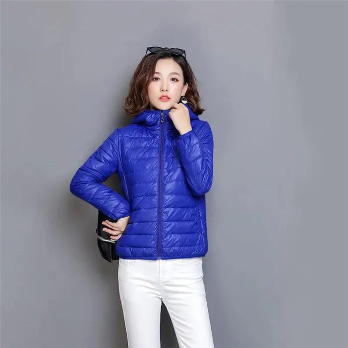 Glossy Winter Down Cotton Jacket 2024 Women Cotton-Padded Coat New Casual Ultra Light Hooded Parkas Short Warm Coat Female