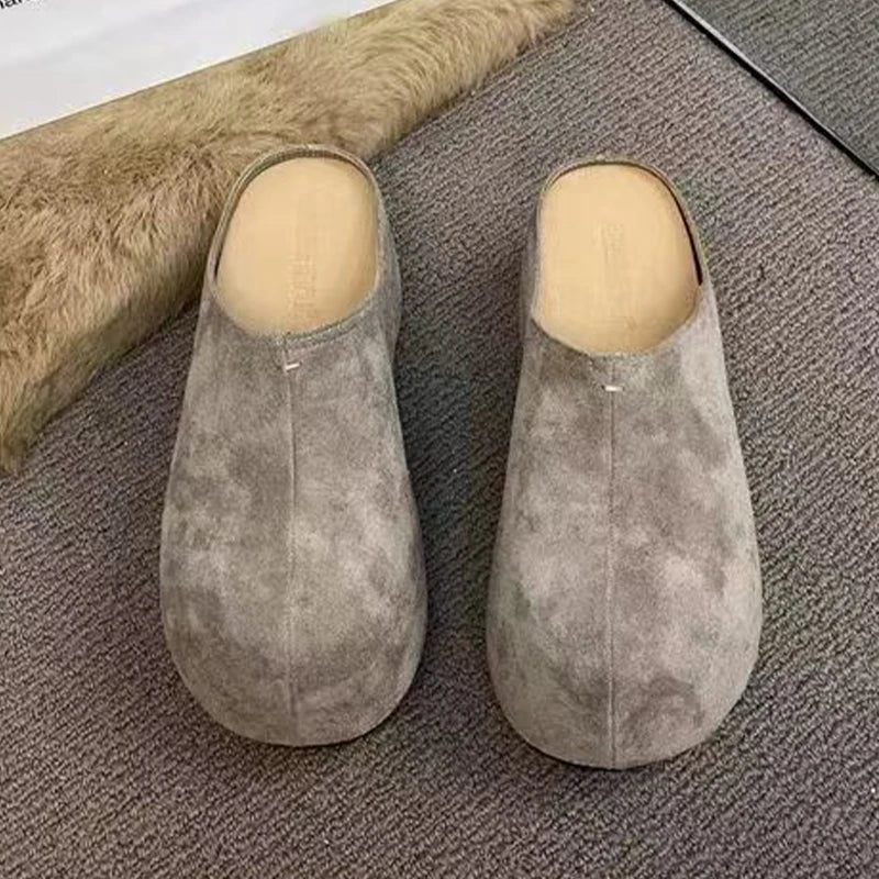 High Heels Women Mules Shoes Platform Fashion Slippers Suede Slingback New Woman Shoes 2025 Autumn Designer Zapatos De Mujer