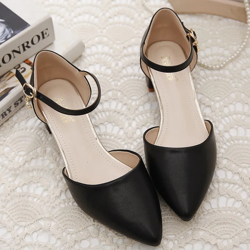 Women Heels Mary Janes High-heeled Sandals Pointed Toe Elegant Woman Shoes Pumps Medium Heel New In Casual Comfortable Designer