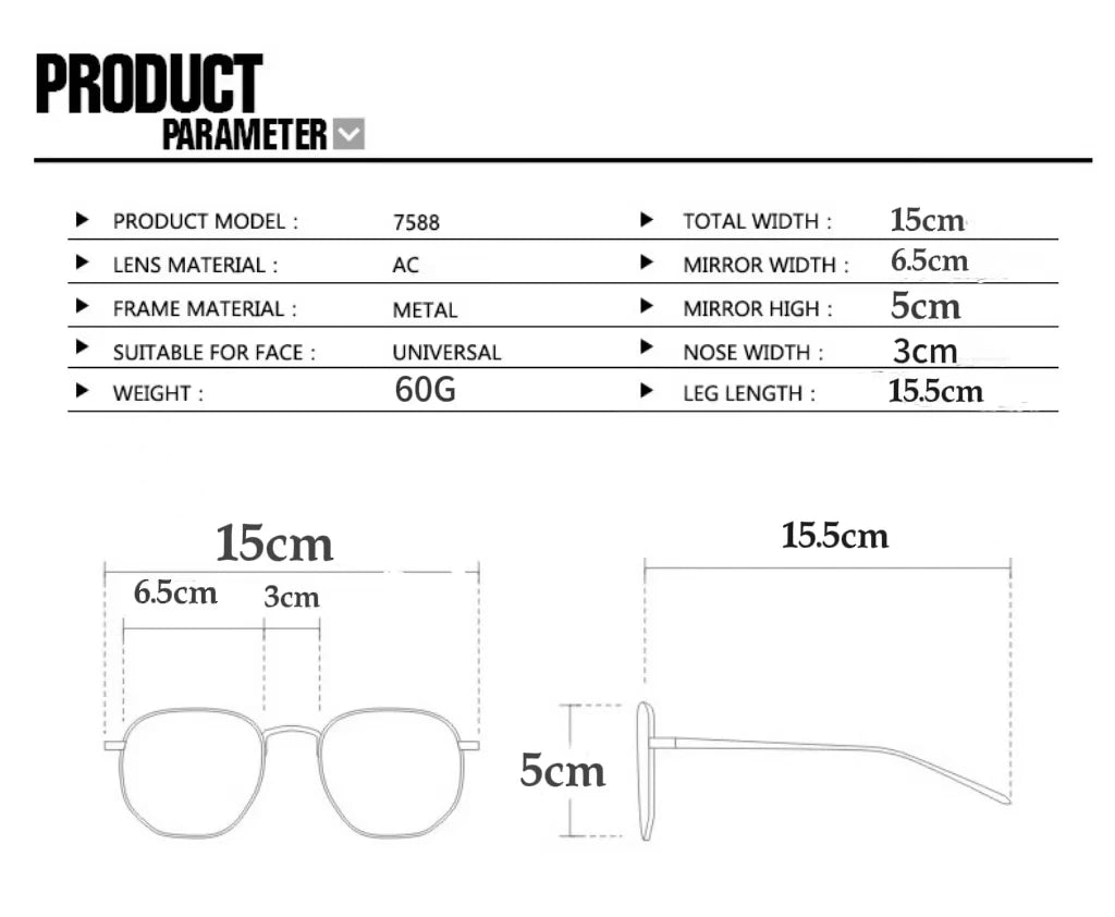 Fashion sunglasses brand designer metal women's prescription optical frame glasses UV protection men's sunglasses