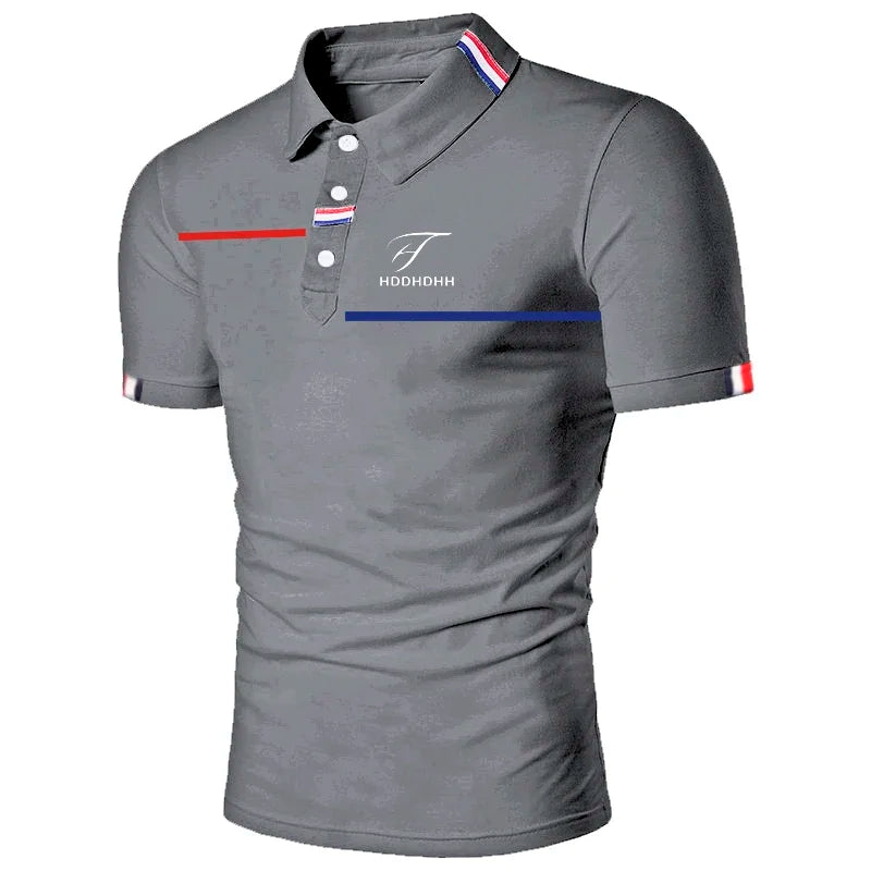 Men's new short sleeved polo shirt with a collar, fashionable and casual