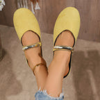 Women Slippers Flats Round Toe Mules Sandals Woman Casual Shoes 2025 Trend Summer Dress Slippers Suede Comfort Slides Women