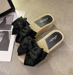 Platform Woman Slippers With Bow Sandals Easy Wears Shoes for Women Vip New Collection Designer Luxury Stylish Slides Wholesale