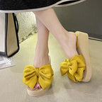 Platform Woman Slippers With Bow Sandals Easy Wears Shoes for Women Vip New Collection Designer Luxury Stylish Slides Wholesale
