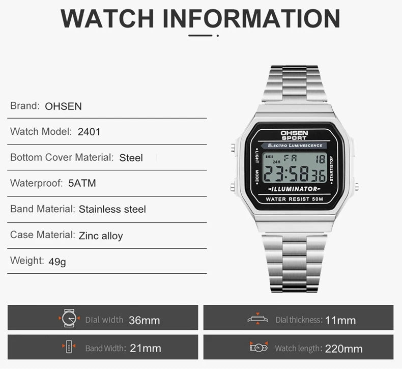 Digital Watches for Women Luxury Gold Ladies Sport Watch reloj mujer Stainless steel Electronic Watch Alarm Clocks Gifts