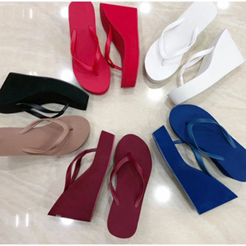 Women's Slippers  Flip Flops Fashion Wedges PU Solid Ladies Elegant Slides Comfort Casual Soft Slip On 2021 Summer Beach Shoes