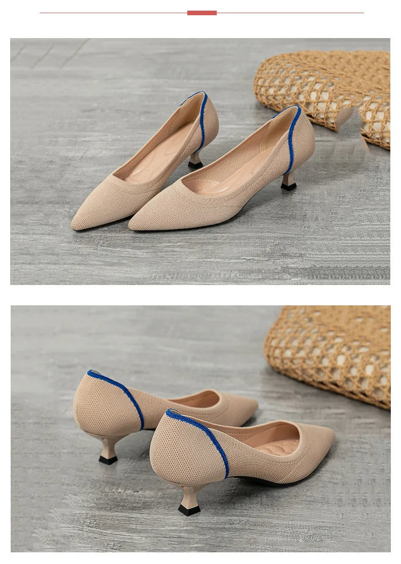 Women's high heels shoes  2025 new spring  / autumn / fashion beautiful breathable sweat absorbing comfortable shallow mouth p