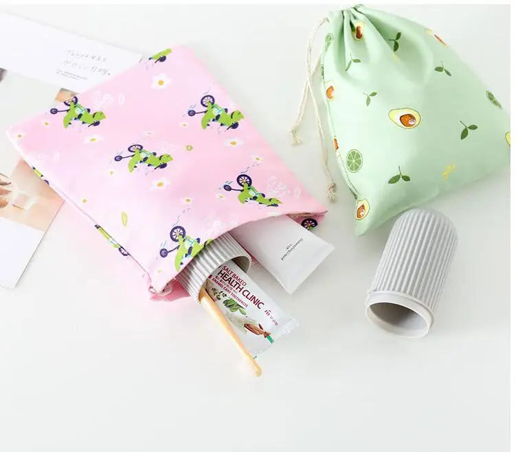 Women Girls Jewelry Lipstick Cosmetic Tote Rope Pouch String Bag Cute Small Large Coin Purse Key Earphone Drawstring Storage Bag