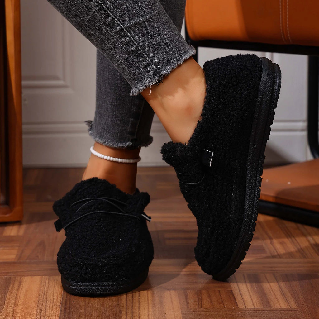 Women Flats Boots 2025 New Fashion Winter Warm Plush Shoes Casual Comfortable Thick Bottom Flats Boots Women Shoes for Women