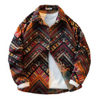 Men's high-density woven shirt men's high-end retro ethnic style long sleeved shirt trendy clothing jacket men clothing shirt