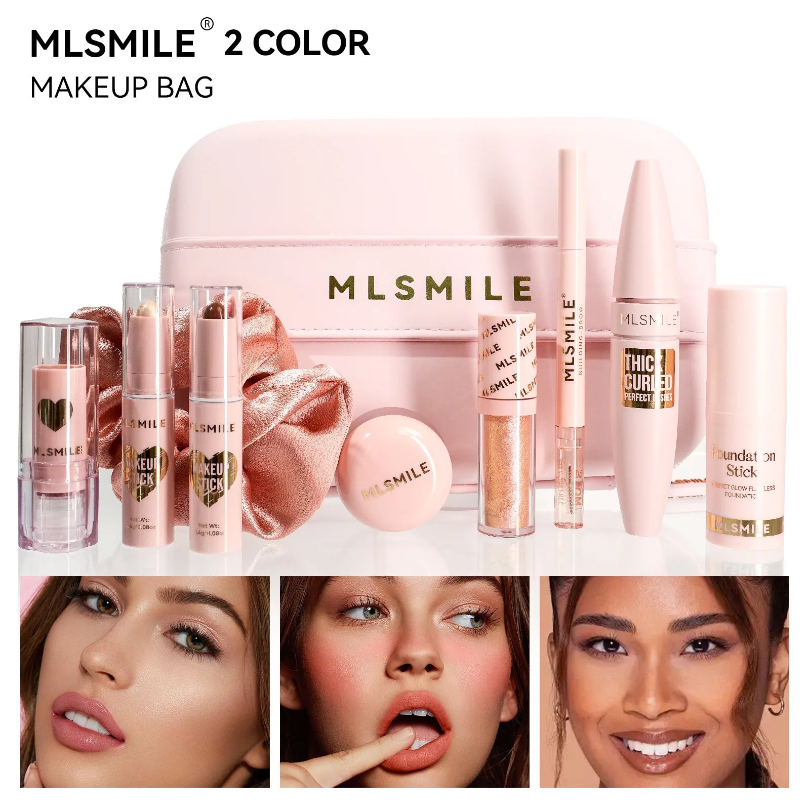 Makeup Kit With Organize Case Lipstick Contour Highlight Liquid Eyeshadow Lip Mud Eyebrow Pencil Mascara Women Cosmetics Set