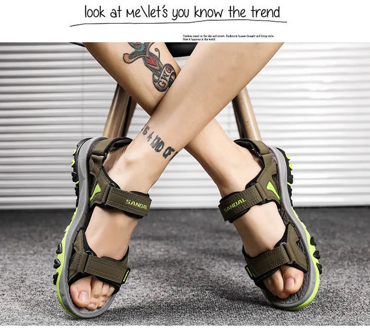 Men's Sandals 2022 Beach and Sea Casual Shoes Sandal for Men Summer Male New Slippers Wears Genuine Leather Man Flip Flops