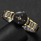 1/2PCS Fashion Couple's Watches Luxury Women Quartz Watch Men Business Watches Black Steel Band Male Analog Quartz Watch