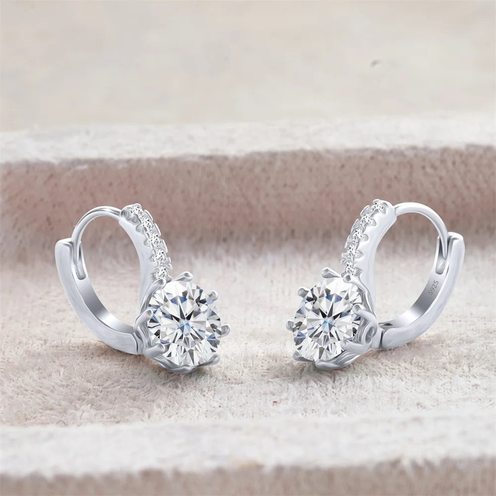 2 Carat Moissanite Drop Earrings Silver Stud Classic Solitaire Jewelry Women's Fashion Diamond Ear fine Jewelry gift