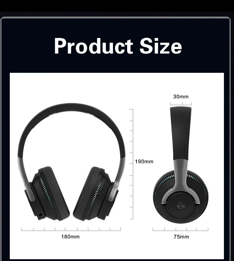 Wireless Bluetooth Headphones Hi-Res Audio Over The Earphone Bluetooth 5.3 Wired Dual-mode Headset with Microphone AUX Cable