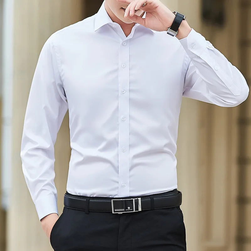 New men's shirt long sleeve spring and summer formal thin business casual free ironing high quality slim fashion breathable