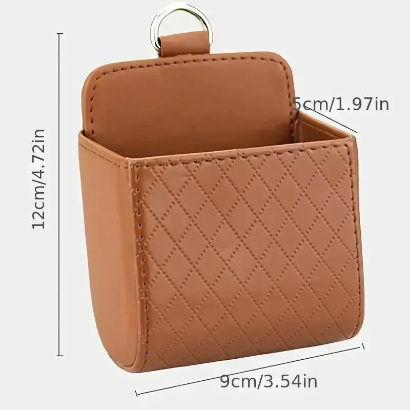Car Mobile Phone PU Leather Bag Car Phone Holder Air Vent Mount Hanging Storage Box Glasses Organizer Support in Car Accessories