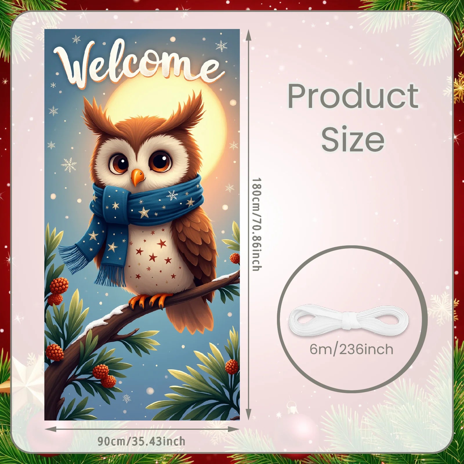 Winter Scene Welcome Banner Snow Forest Bird Art for Home Decor  Decoration Winter Party Christmas Navidad New Year Decor 2026