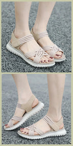 Women's Sandals Summer Casual Non-Slip PU Light Comfort Elastic Soft MD Platform Wedges High Heels Beach Shoes Woman
