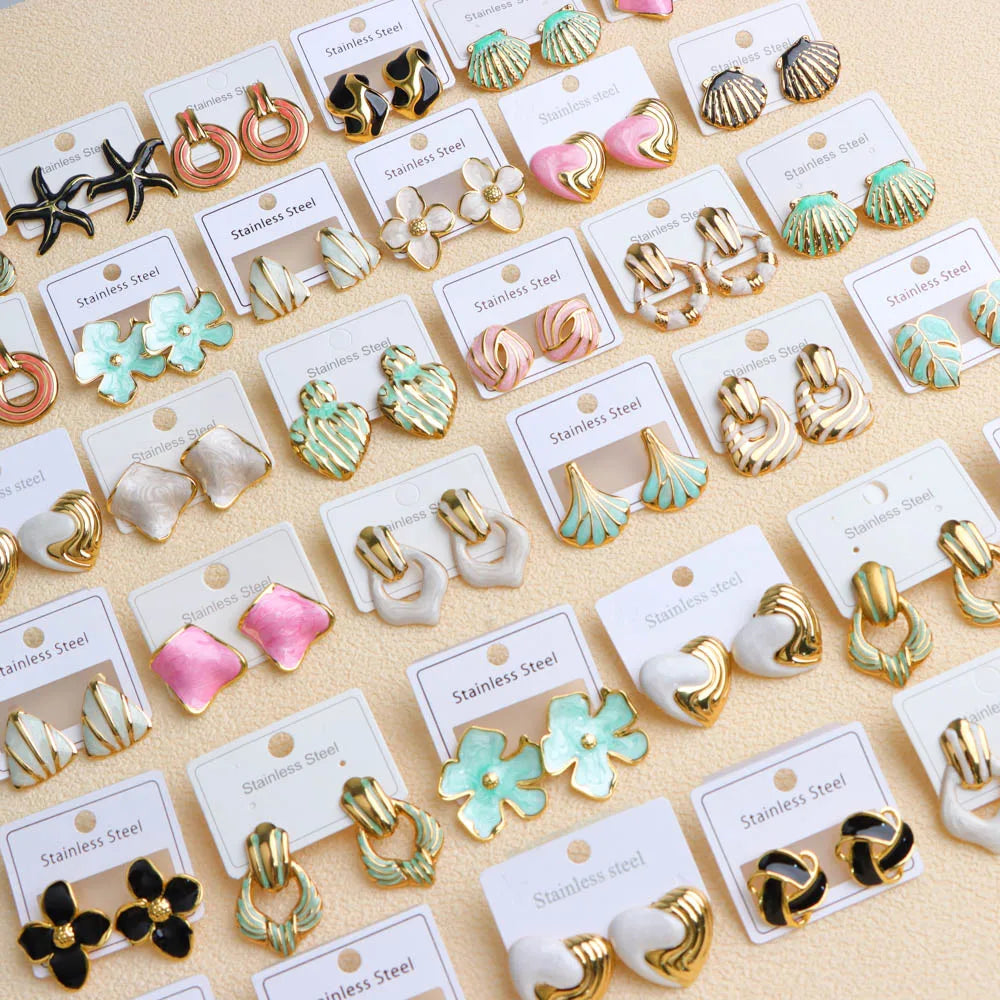 10Pairs/Lot Fashionable Women's Stainless Steel Earrings, Daily Jewelry Accessories Gifted To Friends, Randomly Shipped