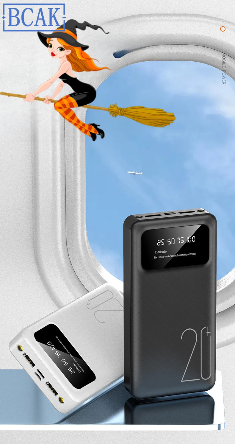 New Style BCAK power bank 20000mAh self-contained cable fast charging mini mobile phone gift mobile power supply