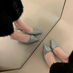 Womens Leather Slippers High Heels Shoes Party Pumps Woman Summer Sandals Women High Heel Slingback Sandal Shoes