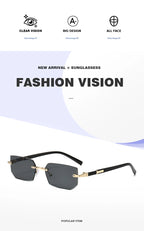 Trendy Rimless Sunglasses for Men Women Fashion Frameless Rectangle Sun Glasses Retro Shades Summer Traveling Eyewear UV400