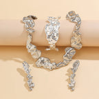 3Pcs Exaggerate Heavy Metal Liquid Irregular Necklace Vintage Statement Pleated Choker Women's Steampunk Jewelry Sets