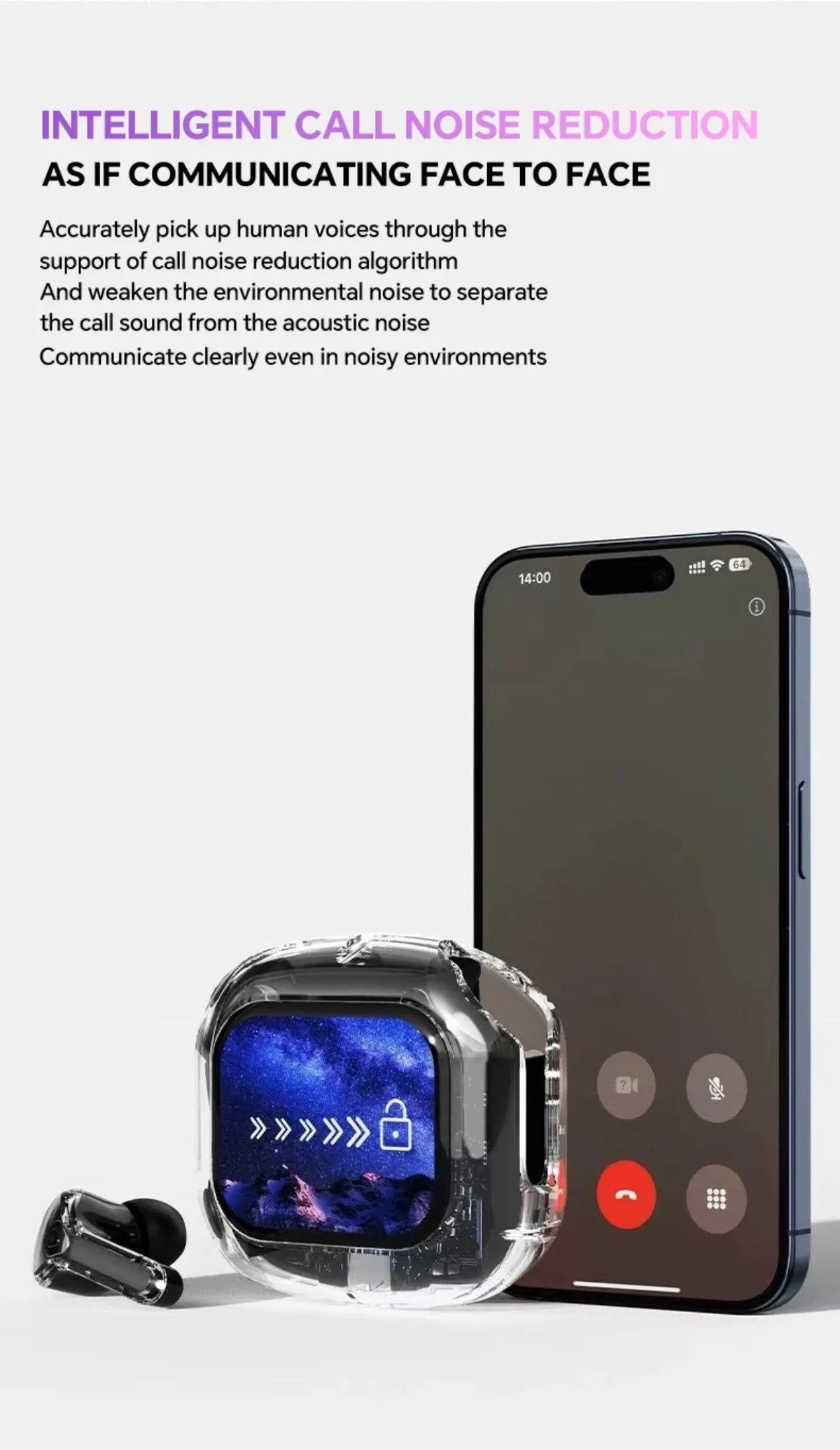 Translation Headphones with Multifunction Touch Screen Smart Wireless Bluetooth Earphone HiFi Audio Quality Business Earbud