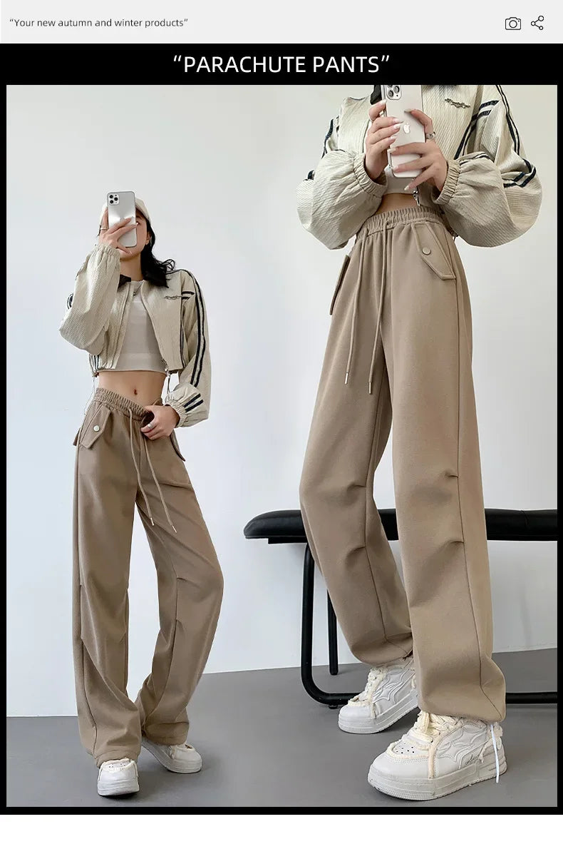 pants for women in autumn 2025 new loose fitting straight tube casual high waist wide leg pants women y2k streetwear Cargo pants