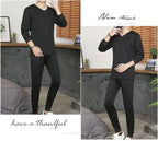 Men's round Ne Thiened Warm Underwear Set Youth Autumn Winter Thermal Clothing Long Sve Pants Home Clothes Innerwear