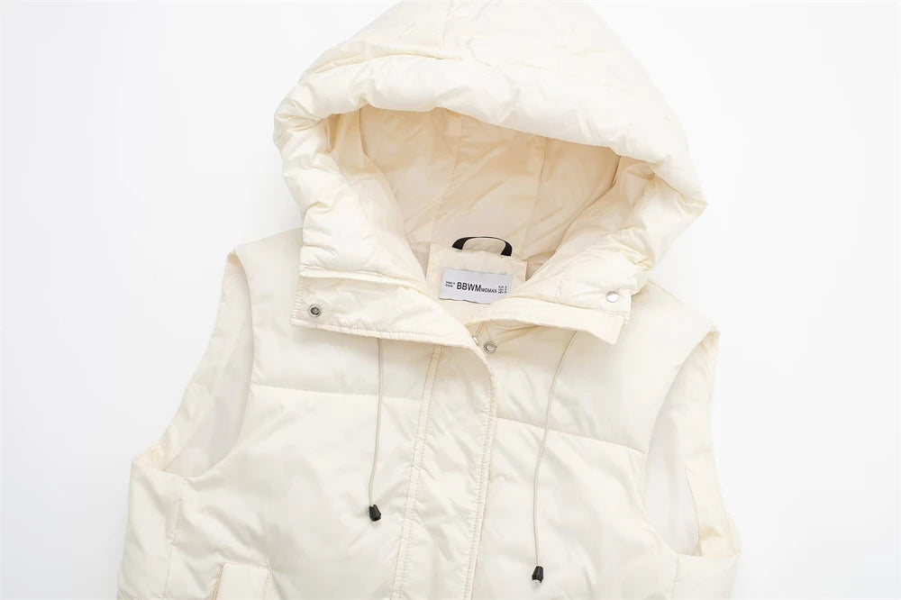 Women's Winter Coat 2025 New Fashion Autumn Hooded Cotton Vest Jacket for Women Casual Chic Ladies Clothes