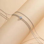 Fashion Metal Double Layered Cross Waist Chain for Women Simple Rhinestone Heart Thin Chain Body Chain Party Jewelry Accessories