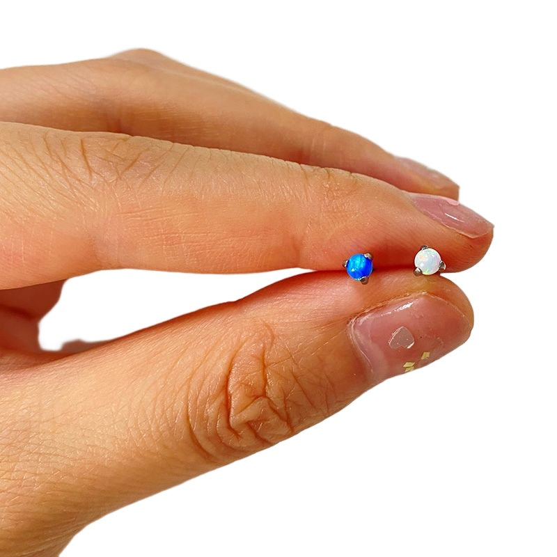 ASTM F136 Titanium PIERC Sphere Lip Stud Opal Paved Top Labret Ear Cartilage Tragus Helix Piercing Ear Studs Snugs Body Jewelry