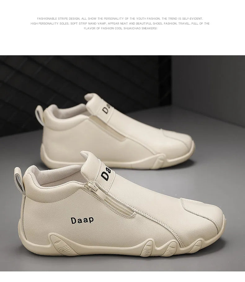 2024 New Casual Shoes for Men Luxury Round Toe Men Ankle Boots Light Slip on Walking Shoes Outdoor Comfor Men High Top Sneakers