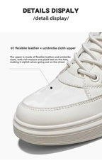 Men's Mid-top Shoes with Simple Solid Color Design Flat Bottom for All Seasons Durable  Anti-slip Lace-up Walking Casual Shoes